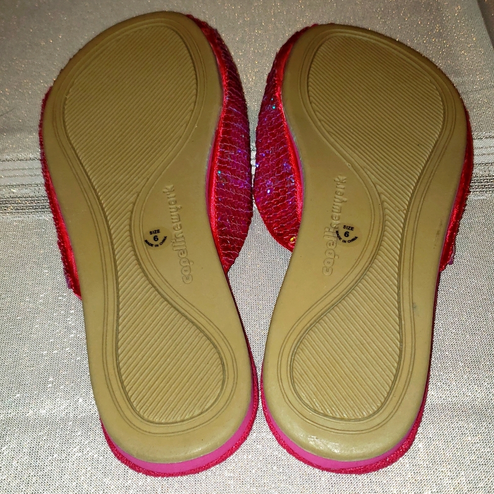 Capelli New York NEW Sequined Mules Slippers Slip-On Women's 6 Magenta Red NWOT - Picture 3 of 7